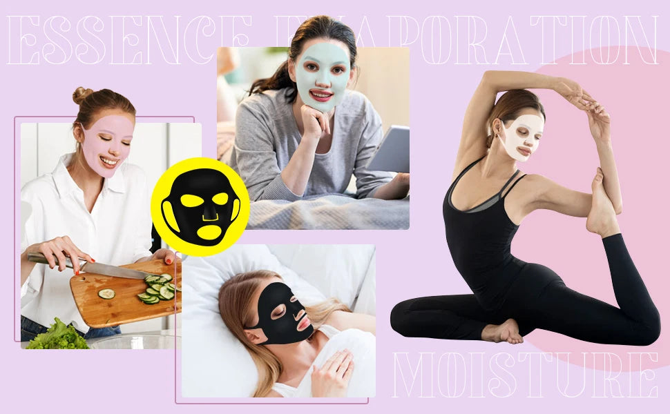 Reusable Silicone Face Mask Holder for Sheet Masks, Moisturizing Facial Mask Cover, Prevent Evaporation, Beauty Face Tool,Travel