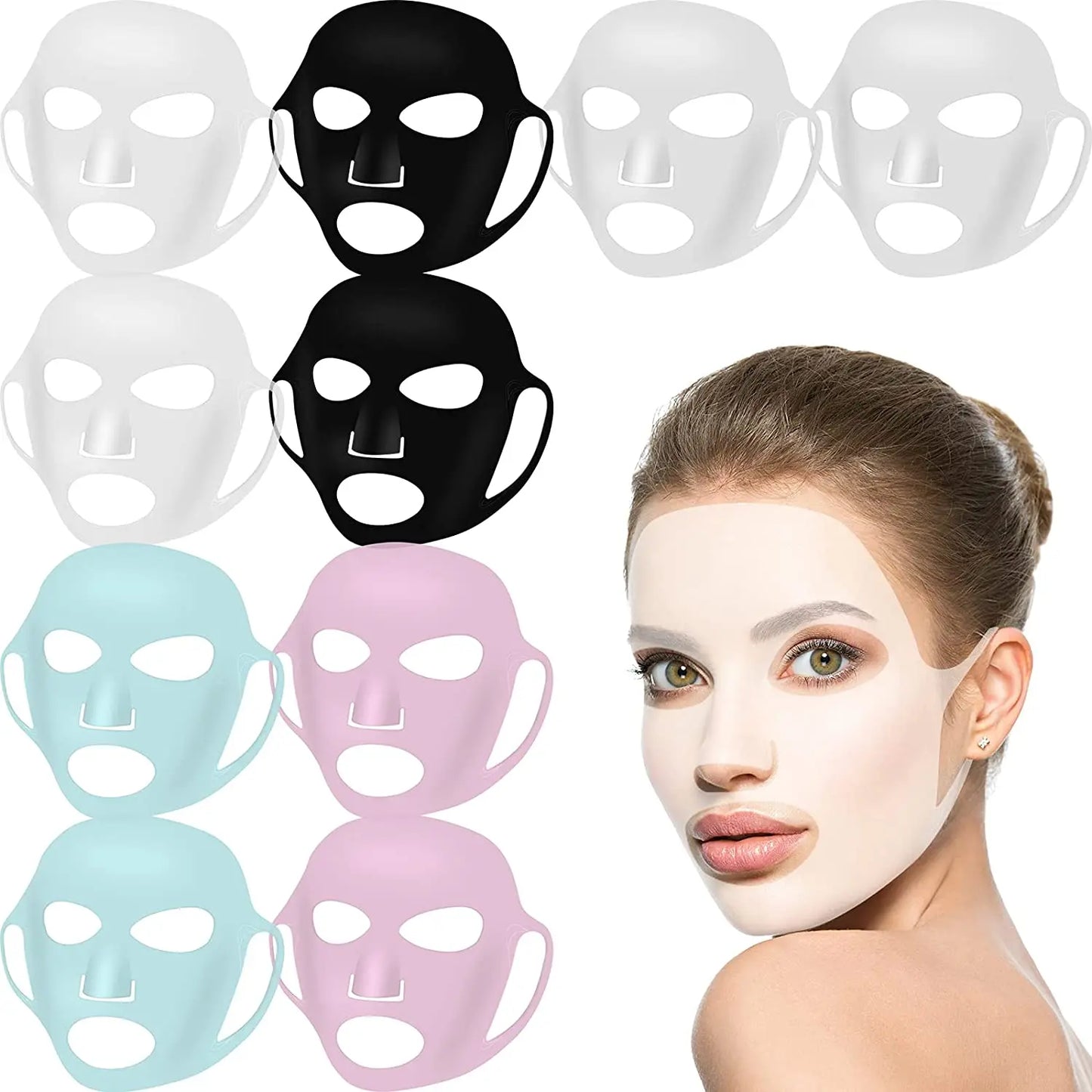 Reusable Silicone Face Mask Holder for Sheet Masks, Moisturizing Facial Mask Cover, Prevent Evaporation, Beauty Face Tool,Travel