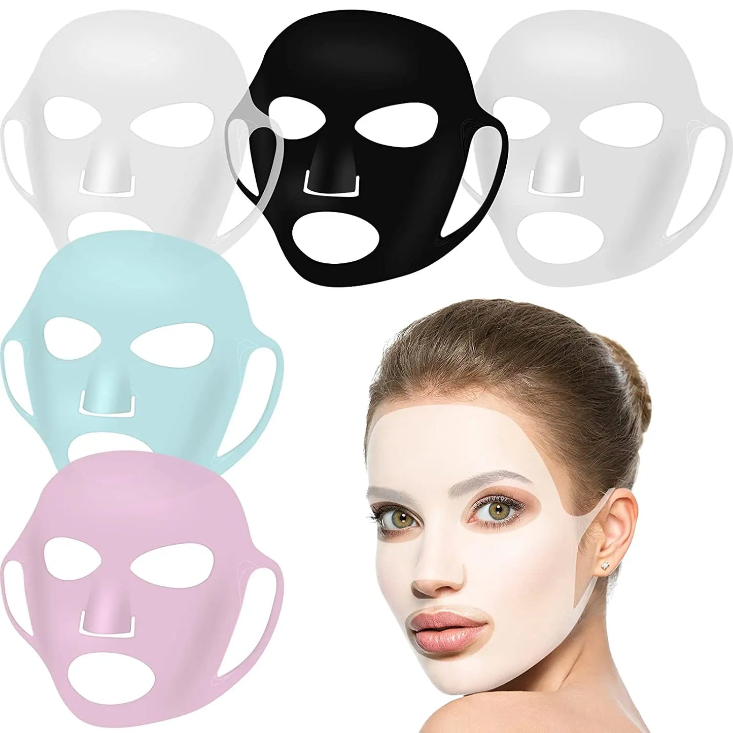 Reusable Silicone Face Mask Holder for Sheet Masks, Moisturizing Facial Mask Cover, Prevent Evaporation, Beauty Face Tool,Travel