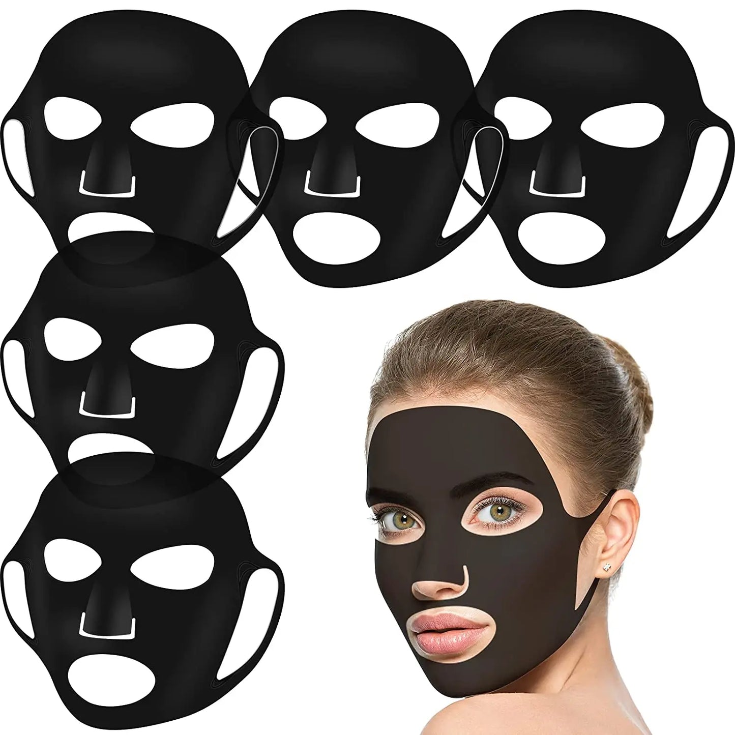 Reusable Silicone Face Mask Holder for Sheet Masks, Moisturizing Facial Mask Cover, Prevent Evaporation, Beauty Face Tool,Travel