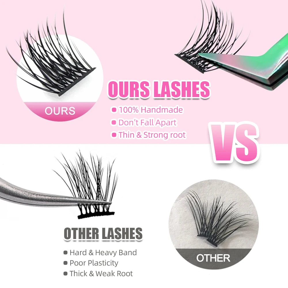 YUANZHIJIE DIY 120 PCS Cluster Lashes 3D Natural Bunch 8-16mm D Curl Segmented Beam Individual Mink Tufted Eyelash Fine Lash Tip