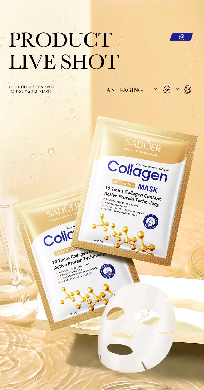 10pcs Anti-wrinkle Collagen Face Mask Moisturizing Anti-aging Repair Brightening skincare Face Sheet Mask Facial Masks Skin Care