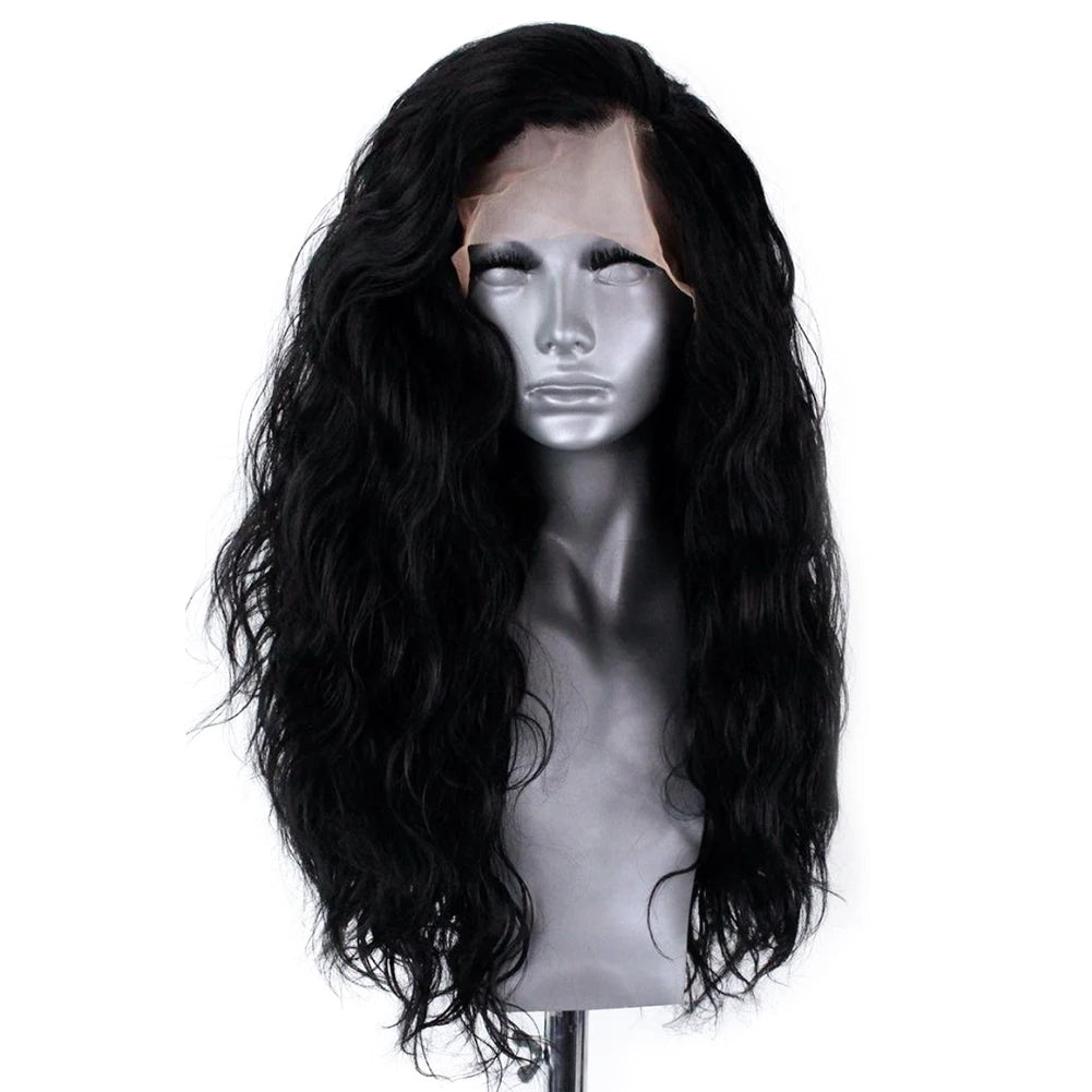 13X4 Ginger Synthetic Lace Front Wig Long Wavy Black Hair Cosplay Lace Wigs for Women Blonde Heat Resistant Fiber Glueless Wig