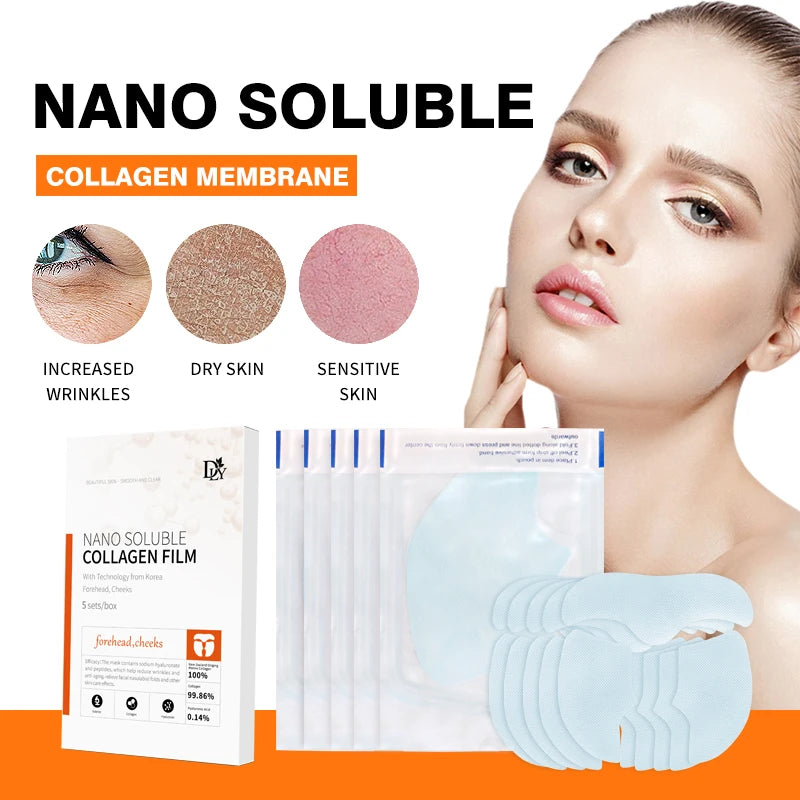 5/10Sets Hydrolyzed Collagen Protein Film Gel Facial Mask Paper Anti Wrinkle Moisturizing Soluble Face Filler Firming Skin Care