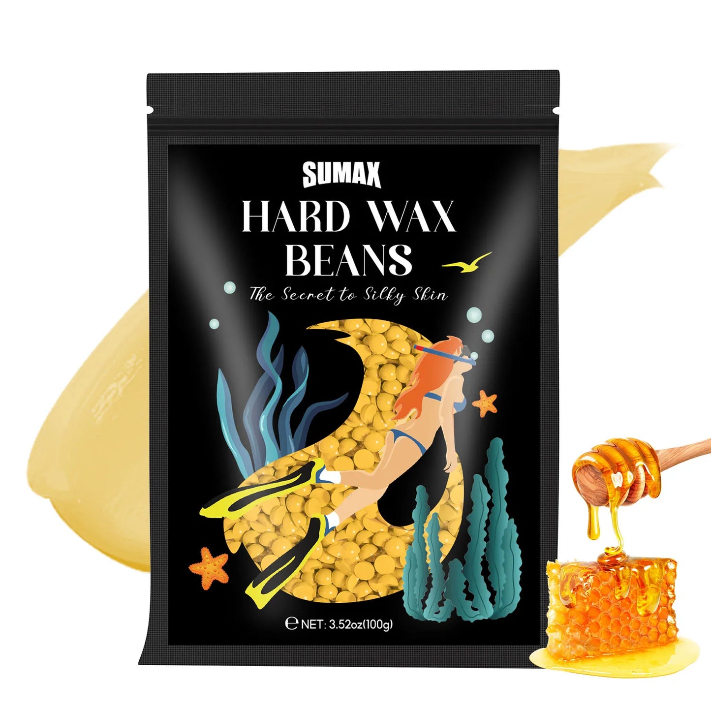 SUMAX Hard Wax Beans Hot Film Painless Hair Removal 100g  for Full Body Bikini Face Legs Underarm