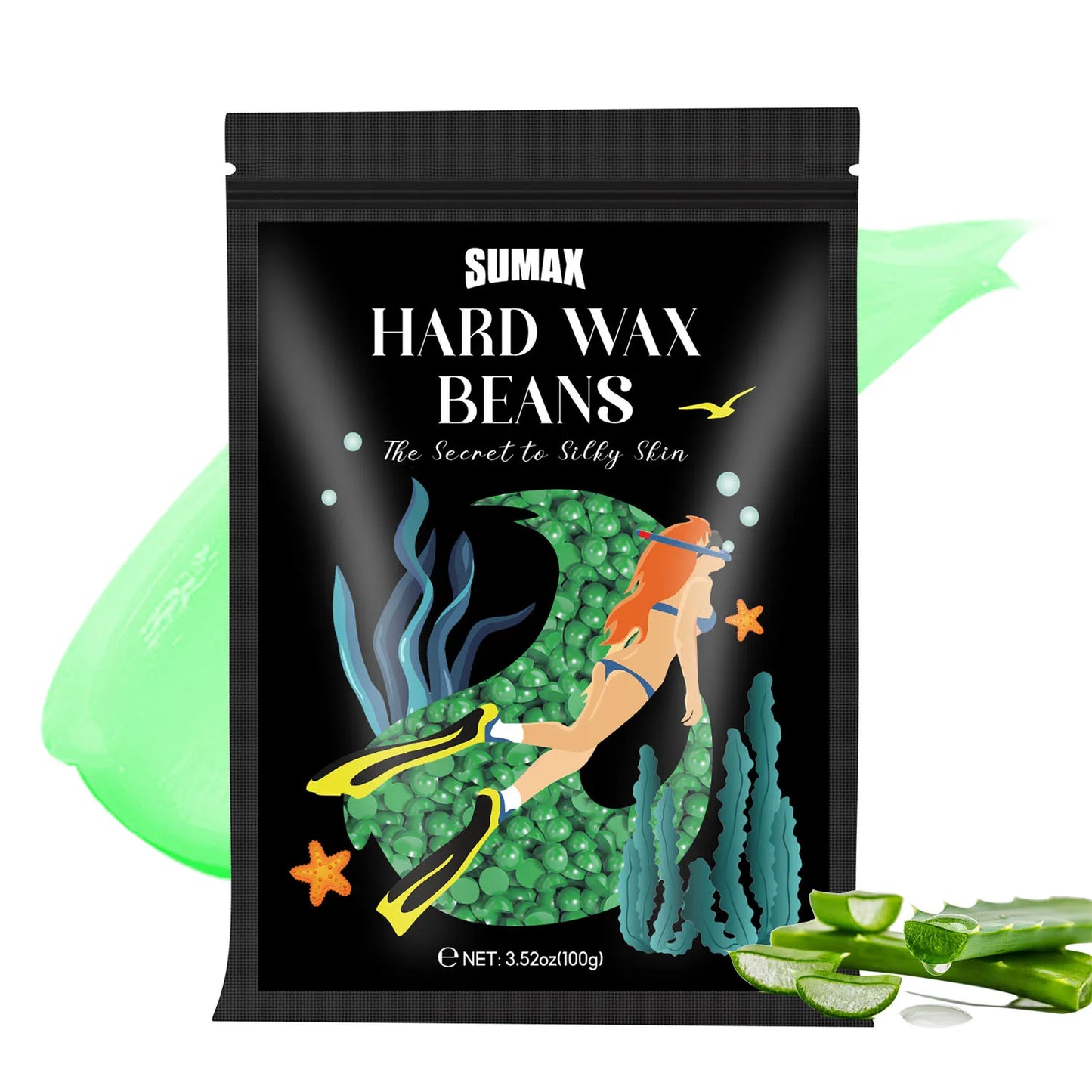 SUMAX Hard Wax Beans Hot Film Painless Hair Removal 100g  for Full Body Bikini Face Legs Underarm