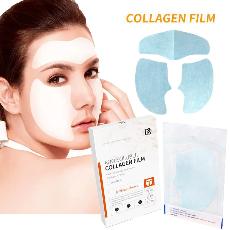 5/10Sets Hydrolyzed Collagen Protein Film Gel Facial Mask Paper Anti Wrinkle Moisturizing Soluble Face Filler Firming Skin Care