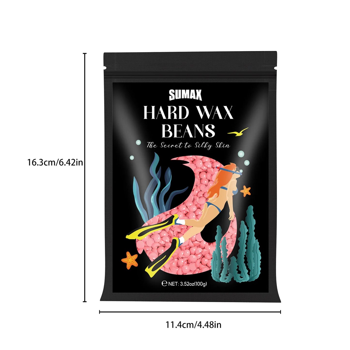 SUMAX Hard Wax Beans Hot Film Painless Hair Removal 100g  for Full Body Bikini Face Legs Underarm