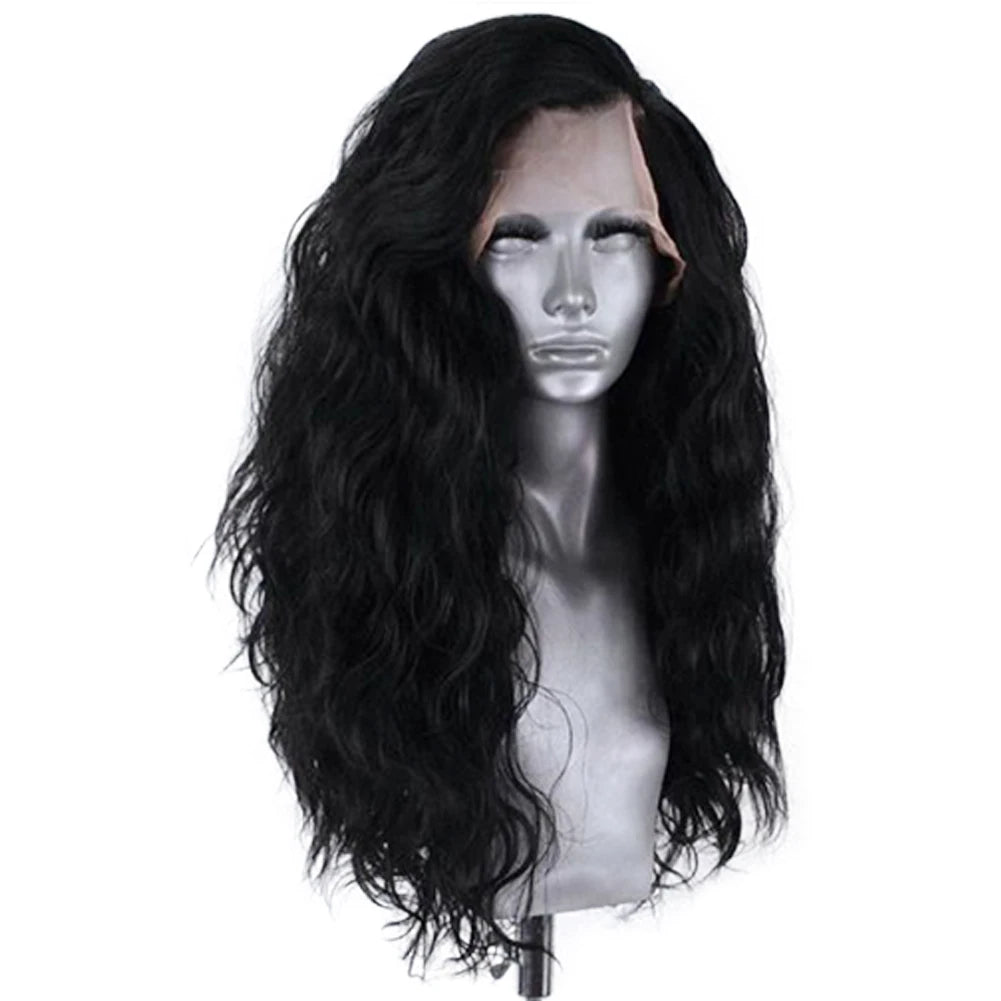 13X4 Ginger Synthetic Lace Front Wig Long Wavy Black Hair Cosplay Lace Wigs for Women Blonde Heat Resistant Fiber Glueless Wig