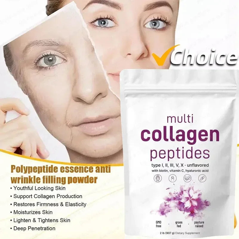 New 907G Multi Collagen Peptide Powder Tightens Skin Antiwrinkle Firmness Elasticity Moisturizes Skin Gifts