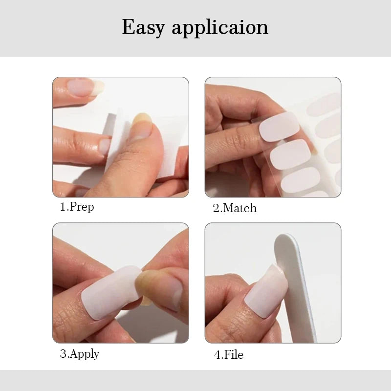 16Tips DIY Gel Nail Stickers Long-Lasting Solid Color Nail Strips Patch Slider Sticker Full Cover Decal Nail Manicure Patch