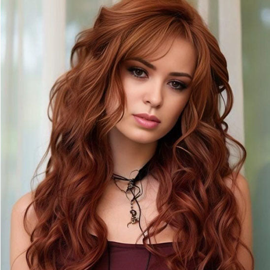 13X4 Ginger Synthetic Lace Front Wig Long Wavy Black Hair Cosplay Lace Wigs for Women Blonde Heat Resistant Fiber Glueless Wig